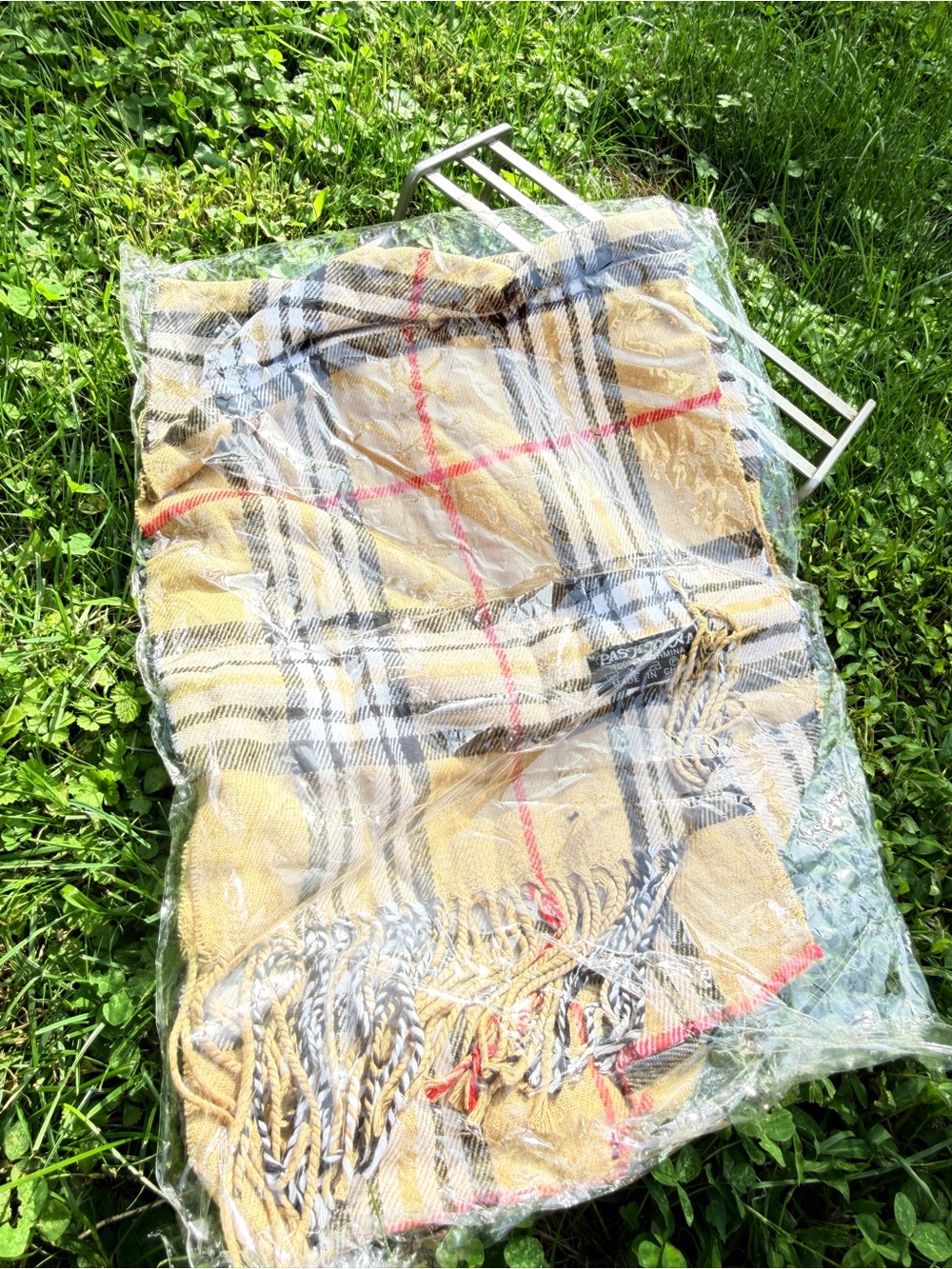 pashmina Plaid Fringe Throw Blanket in Mustard Yellow and Black